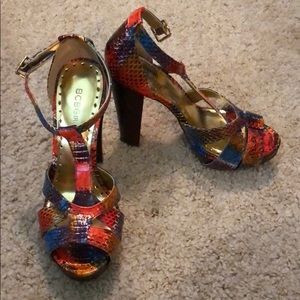 Bold And Colorful Snake Print High Heels